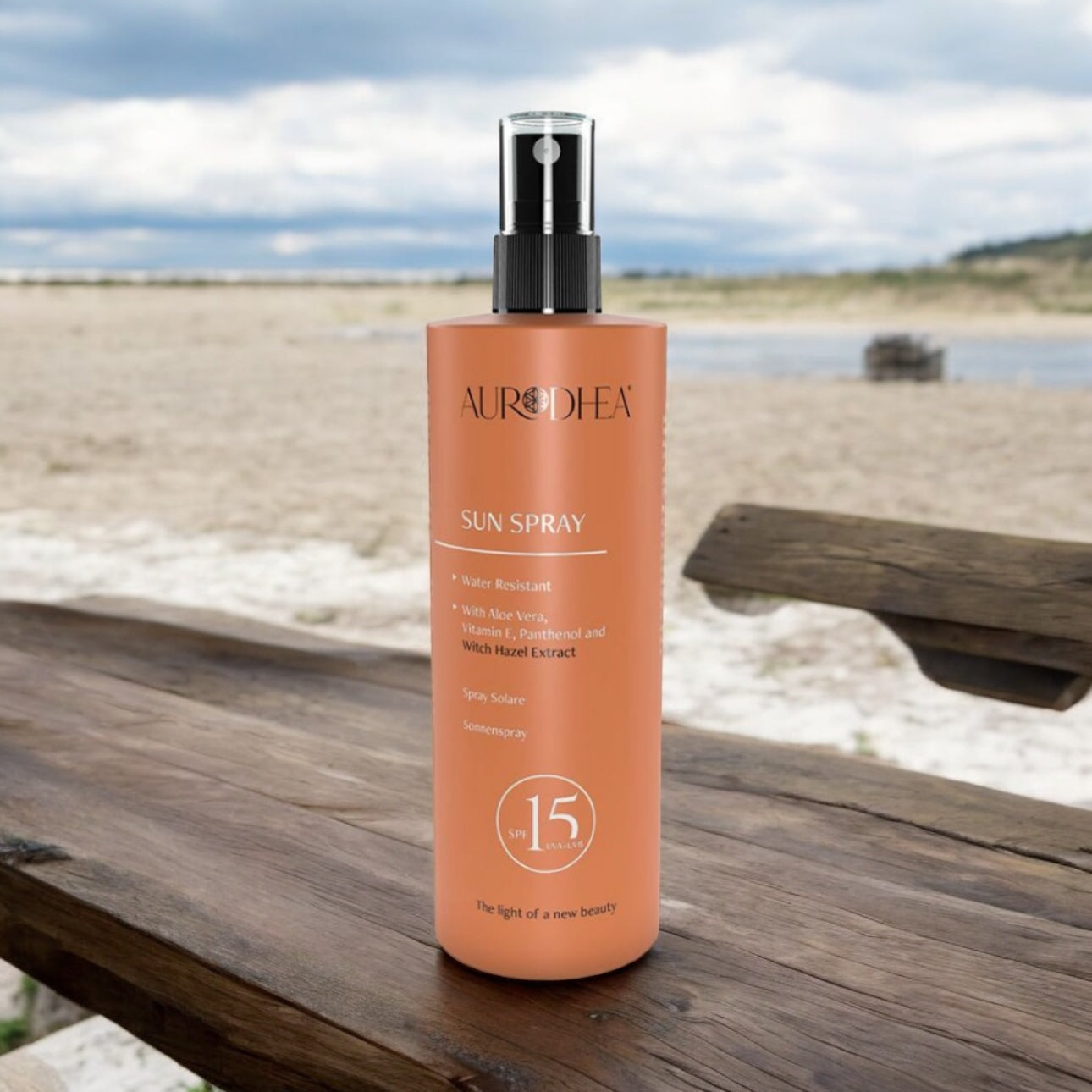 AURODHEA - SPRAY SOLARE SPF 15 - 150 ML Arricchito con Amamelide, Aloe Vera, Pantenolo e Vitamina E